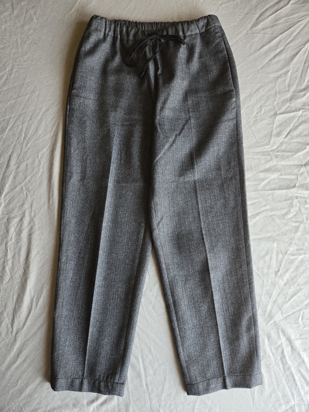 Babaton Grey Tailored Drawstring Trousers Herringbone Flannel Jimmy Pant Size Sm